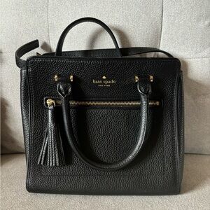 Kate Spade black leather medium crossbody handbag /purse